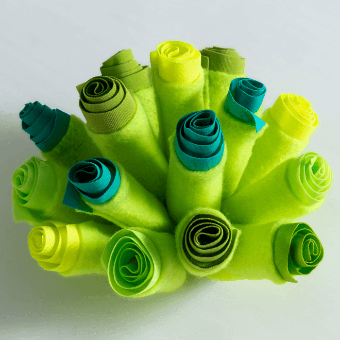 colourful handmade textile flowers