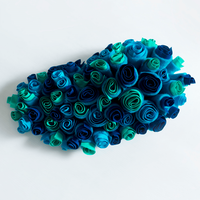 colourful handmade textile flowers