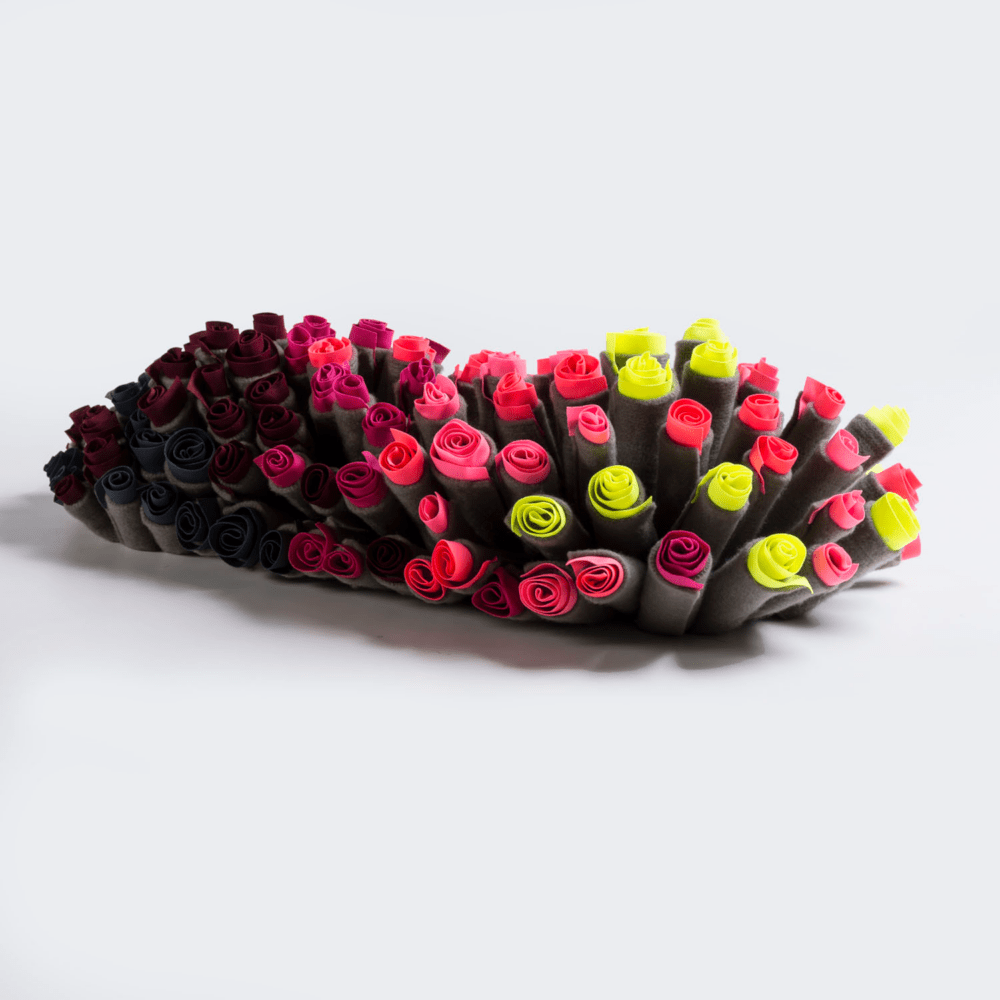 colourful handmade textile flowers